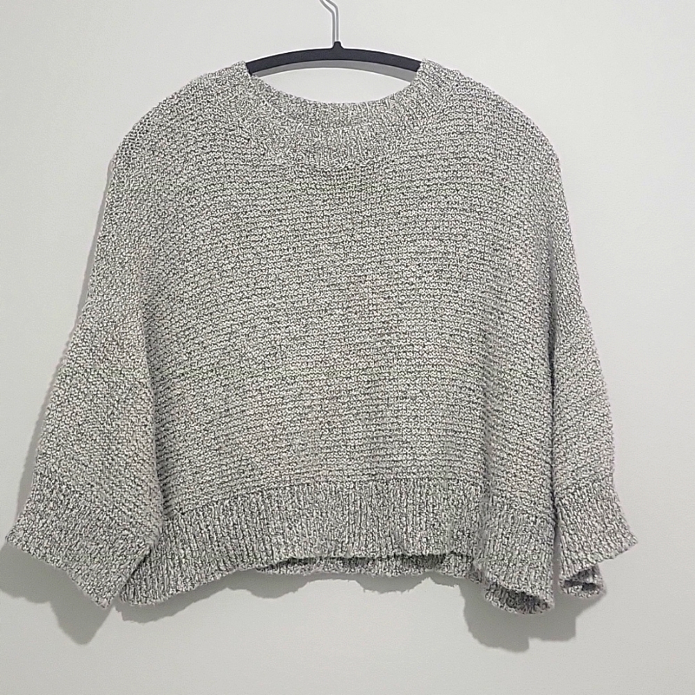 PAPER LABEL WOMEN'S CROPPED KNIT SWEATER BOXY OVERSIZED